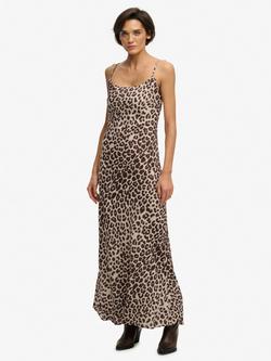 Superdry Animal Print Slip Maxi Dress, Multi, Multi