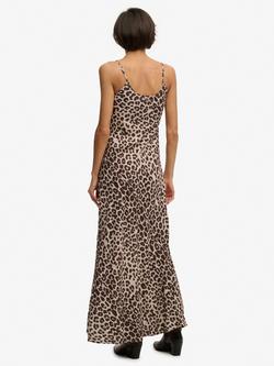 Superdry Animal Print Slip Maxi Dress, Multi - view 2, Multi