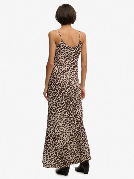 Superdry Animal Print Slip Maxi Dress, Multi - view 2, Multi