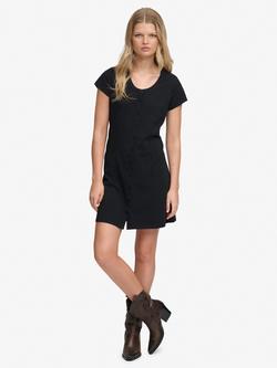 Superdry Button Through Mini Dress, Black, Black