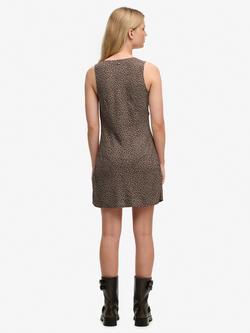 Superdry Printed Sweetheart Mini Dress, Brown - view 2, Brown