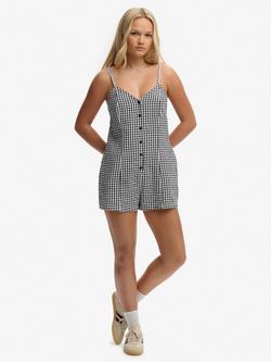 Superdry Gingham Cami Playsuit, Navy