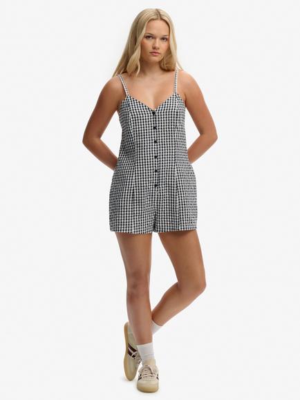 Superdry Gingham Cami Playsuit, Navy