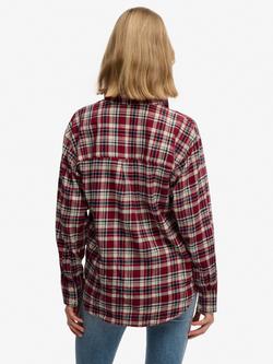 Superdry Check Flannel Relaxed Shirt, Red - view 2, Red