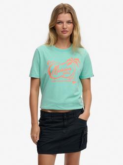 Superdry Roadside Trade Relaxed T-Shirt, Rich Turquoise