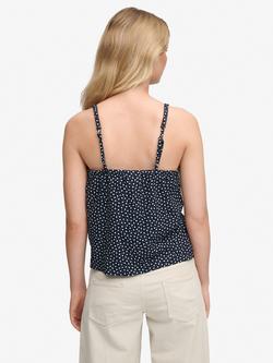 Superdry V-Neck Floral Cami Top, Navy - view 2, Navy