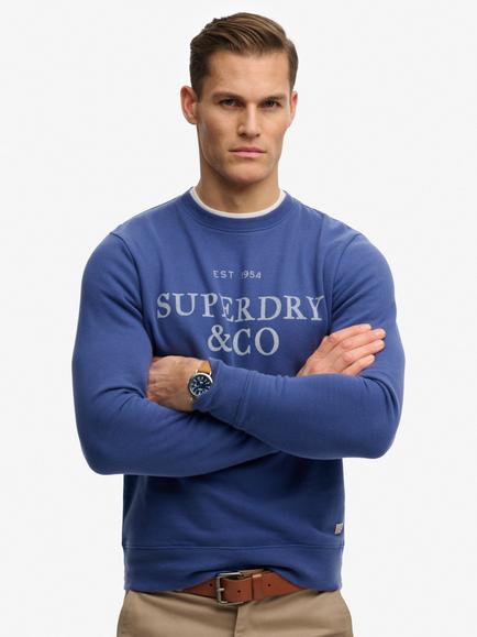 Superdry 1954 Company Cotton Rich Relaxed Fit Sweatshirt, Summit Blue, Summit Blue