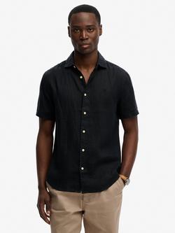 Superdry Riviera Regular Fit Short Sleeve Linen Shirt, Eclipse Navy, Eclipse Navy