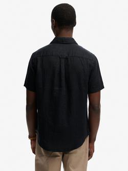 Superdry Riviera Regular Fit Short Sleeve Linen Shirt, Eclipse Navy - view 2, Eclipse Navy