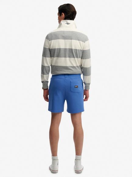 Superdry Essential Cotton Rich Logo Classic Shorts, Chambray Blue - view 2, Chambray Blue