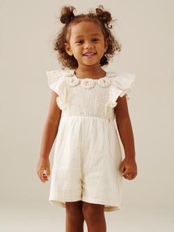 Angel & Rocket Baby Maci Crochet Playsuit, Cream, Cream