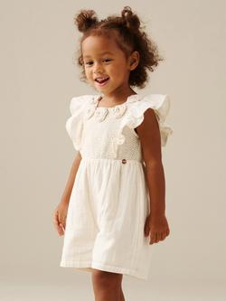 Angel & Rocket Baby Maci Crochet Playsuit, Cream - view 2, Cream