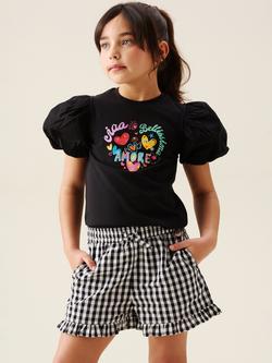 Angel & Rocket Kids' Amore Print T-Shirt, Black, Black
