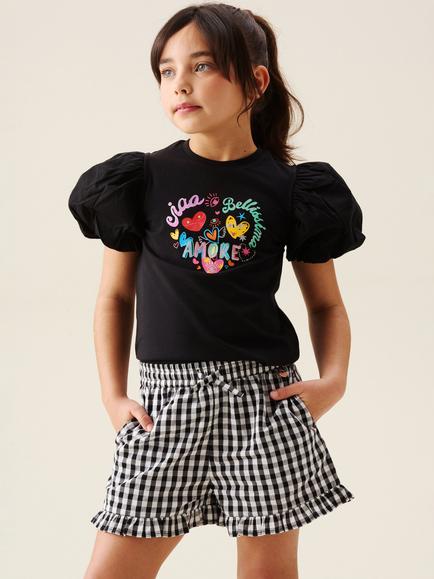 Angel & Rocket Kids' Amore Print T-Shirt, Black, Black