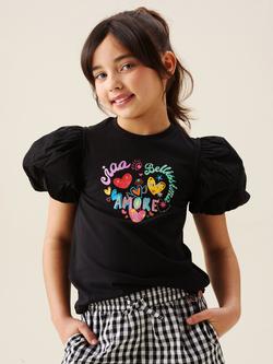 Angel & Rocket Kids' Amore Print T-Shirt, Black - view 2, Black