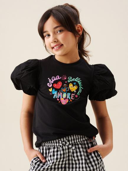 Angel & Rocket Kids' Amore Print T-Shirt, Black - view 2, Black