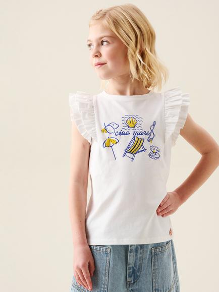 Angel & Rocket Kids' Mariella Ciao Mare T-Shirt, White, White