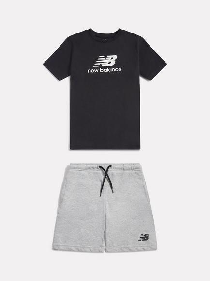 New Balance Stacked Logo T-Shirt & Shorts Set, Caviar