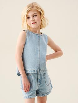 Angel & Rocket Kids' Sienna Denim Shell Top, Blue, Blue
