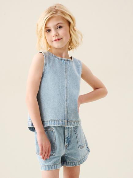 Angel & Rocket Kids' Sienna Denim Shell Top, Blue, Blue