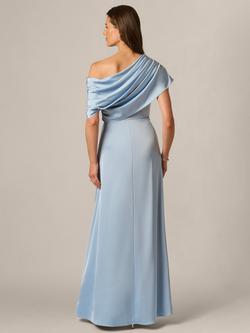Adrianna Papell Asymmetric Satin Maxi Dress, Elegant Sky - view 2, Elegant Sky