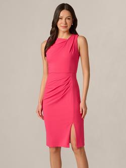Adrianna Papell Asymmetric Crepe Sheath Dress, Camellia, Camellia