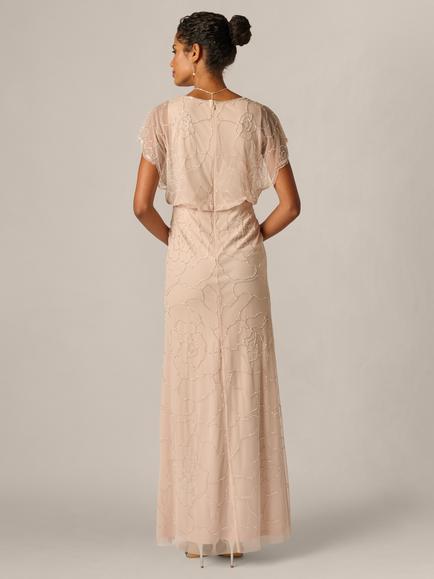 Adrianna Papell Beaded Blouson Evening Dress, Shell - view 2, Shell