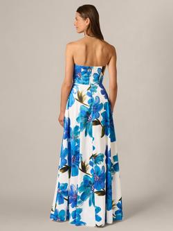 Adrianna Papell Beaded Dupioni Evening Dress, Ivory/Blue - view 2, Ivory/Blue