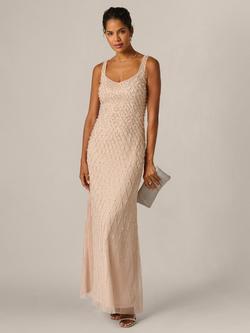 Adrianna Papell Beaded Mesh Sleeveless Gown, Shell, Shell