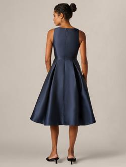 Adrianna Papell Bow Mikado Flared Dress, Midnight - view 2, Midnight
