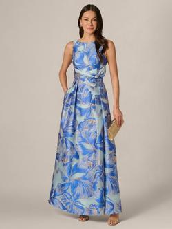 Adrianna Papell Floral Organza Maxi Dress, Blue/Multi, Blue/Multi