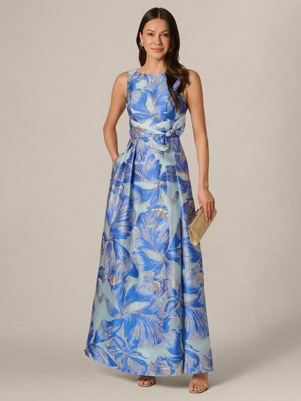 Adrianna Papell Floral Organza Maxi Dress, Blue/Multi, Blue/Multi