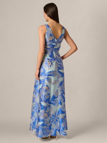 Adrianna Papell Floral Organza Maxi Dress, Blue/Multi - view 2, Blue/Multi