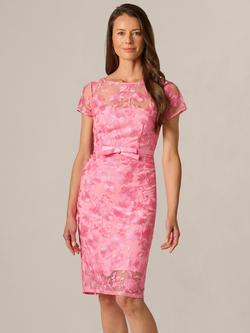 Adrianna Papell Illusion Embroidered Floral Sheath Dress, Cherry Blossom, Cherry Blossom