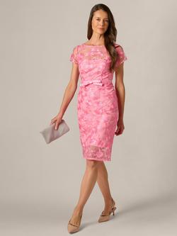 Adrianna Papell Illusion Embroidered Floral Sheath Dress, Cherry Blossom - view 2, Cherry Blossom