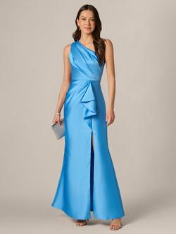Adrianna Papell One Shoulder Thigh Slit Mermaid Dress, Cool Cloud, Cool Cloud