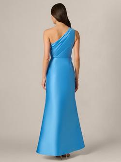 Adrianna Papell One Shoulder Thigh Slit Mermaid Dress, Cool Cloud - view 2, Cool Cloud