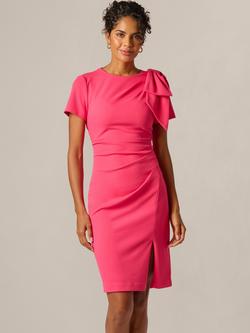 Adrianna Papell Shoulder Bow Knee Length Sheath Dress, Camellia, Camellia