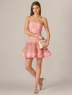 Adrianna By Adrianna Papell Flora Print Short Dress - view 2, Pink/Multi