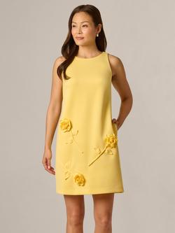 Adrianna Papell Rosette Scuba Fabric Short Dress, Warm Sun, Warm Sun