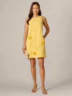 Adrianna Papell Rosette Scuba Fabric Short Dress, Warm Sun - view 2, Warm Sun