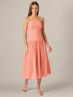 Adrianna By Adrianna Papell Seersucker A-Line Midi Dress, Coral, Coral