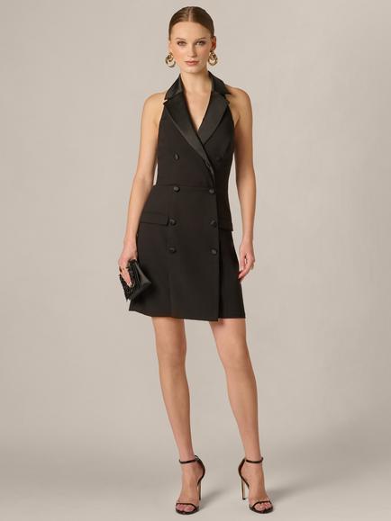 Adrianna By Adrianna Papell Stretch Crepe Tuxedo Dress, Black - view 2, Black