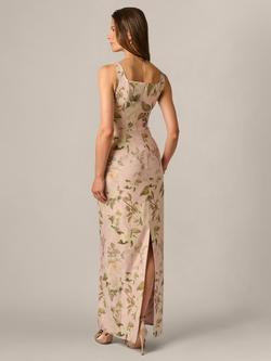 Adrianna Papell Floral Jacquard Maxi Dress, Blush/Multi - view 2, Blush/Multi