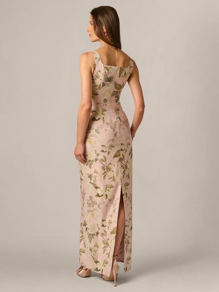 Adrianna Papell Floral Jacquard Maxi Dress, Blush/Multi - view 2, Blush/Multi