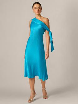 Adrianna By Adrianna Papell One Shoulder Woven Jacquard Dress, Teal Garden, Teal Garden