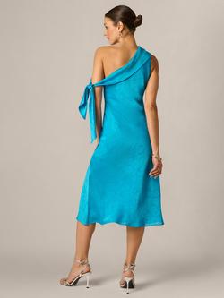 Adrianna By Adrianna Papell One Shoulder Woven Jacquard Dress, Teal Garden - view 2, Teal Garden