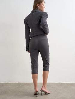 Topshop Bengline Stretch Capri Trousers, Grey - view 2, Grey