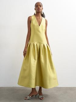 Topshop Drop Waist Sleeveless V-Neck Maxi Dress, Lime, Lime