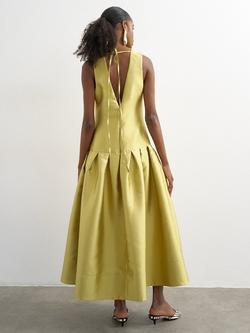 Topshop Drop Waist Sleeveless V-Neck Maxi Dress, Lime - view 2, Lime